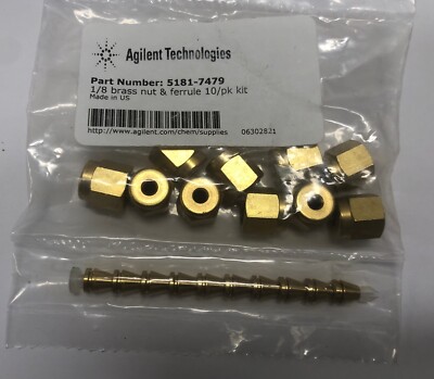 Agilent 5181-7479 Brass Nut, Ferrule 10pk 1/8'' - NEW