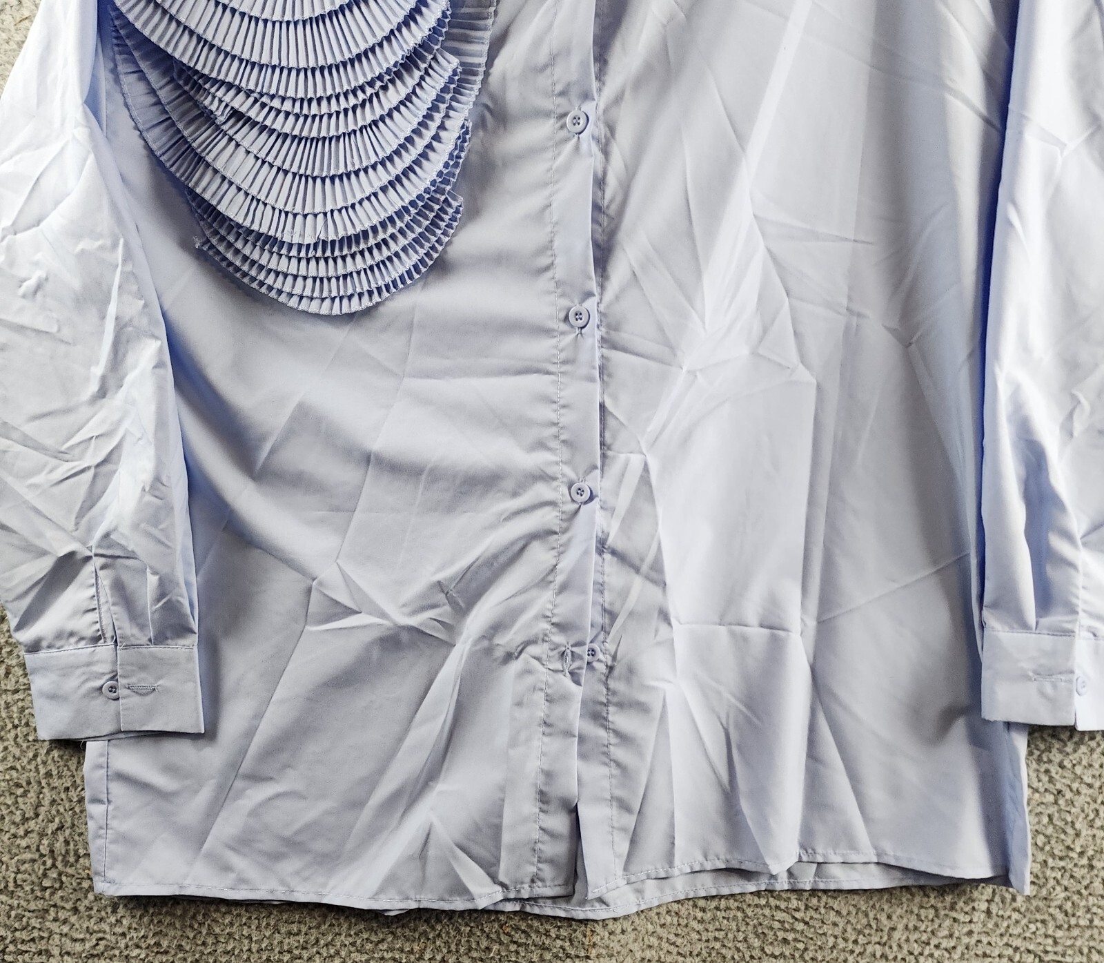 N By Nancy Three Dimensional Flower Long Sleeve Top Womens L Blue Button Closure - Picture 3 of 13