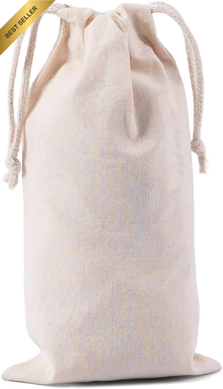 Calico Drawstring Bags 10X20Cm Pack of 50 | 100% Cotton 140GSM Natural Muslin Ba