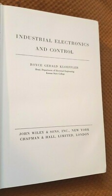 Industrial Electronics and Control by Kloeffler 1952 Hardcover VTG Electronics 