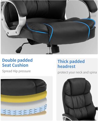 High Back Leather Office Chair Executive Office Desk Task Computer Chair