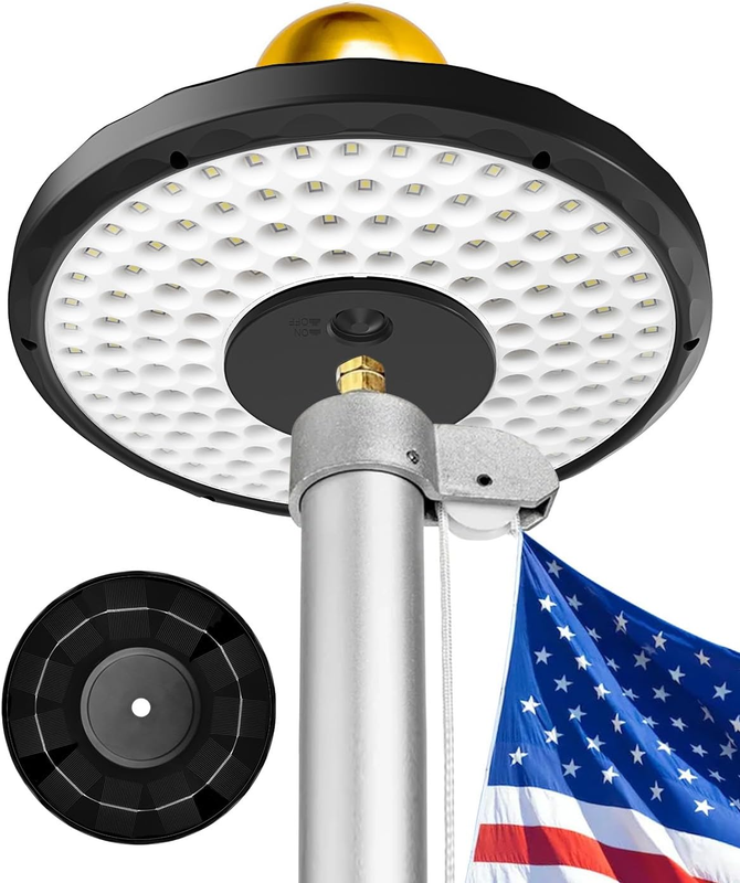 Flag Pole Light Solar Powered, 132 LED Ultra-Bright Flag Light with 2600Mah Rech