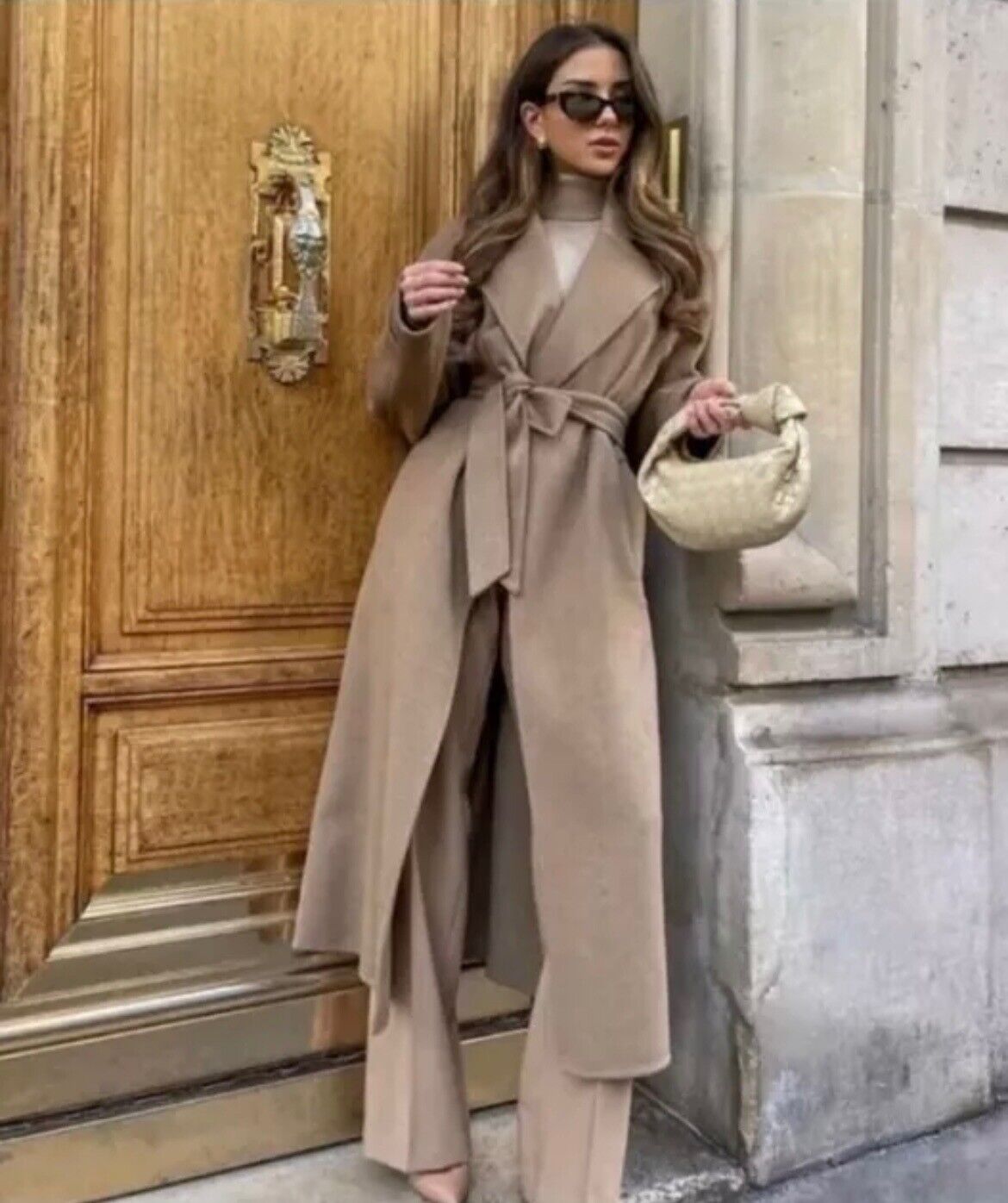 Zara Double Faced Wool Blend Coat Size S M Camel NEW Long Zara Double Faced Wool Blend Coat Size S M Camel NEW Long