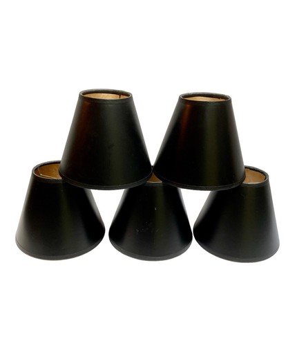 ライト・ランタン Black Label Lamp Shade Black Label style Set of 5 Chandelier Lamp Shades Black Paper Metallic 5” H