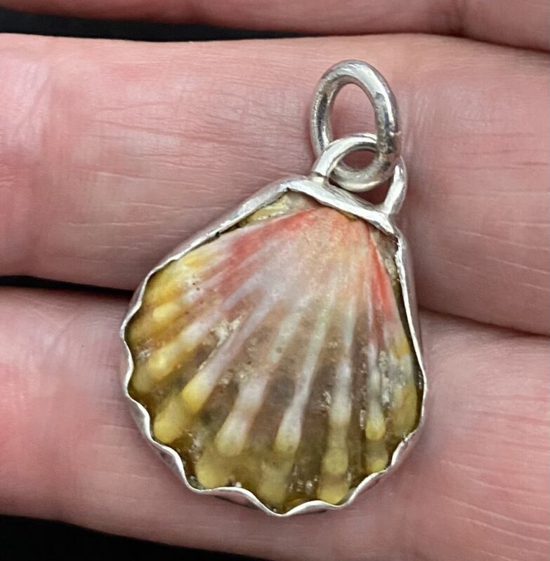 sunrise shell necklace Sterling Silver Bezeled Pendant Made In Hawaii Gorgeous