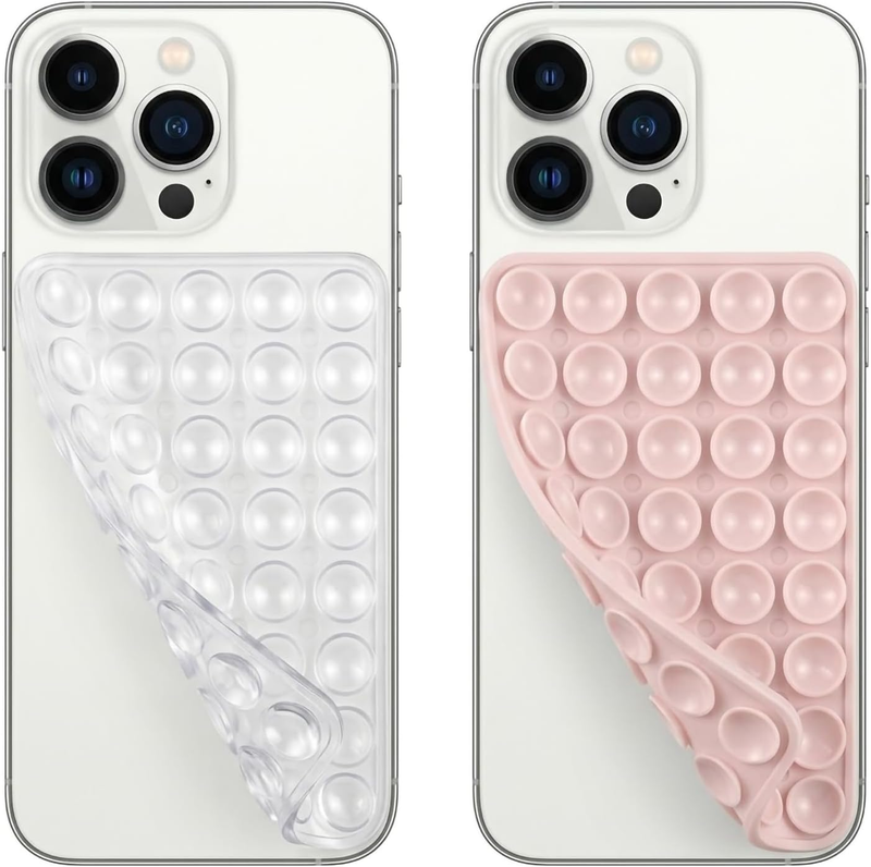 Silicone Suction Cup Phone Case Mount Double Sided - 2 Pack Sticky Grip, Non Sli