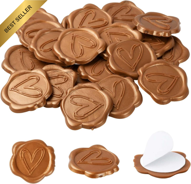 20Pcs Golden Wax Seals, Self-Adhesive Vintage Stickers for Invitations