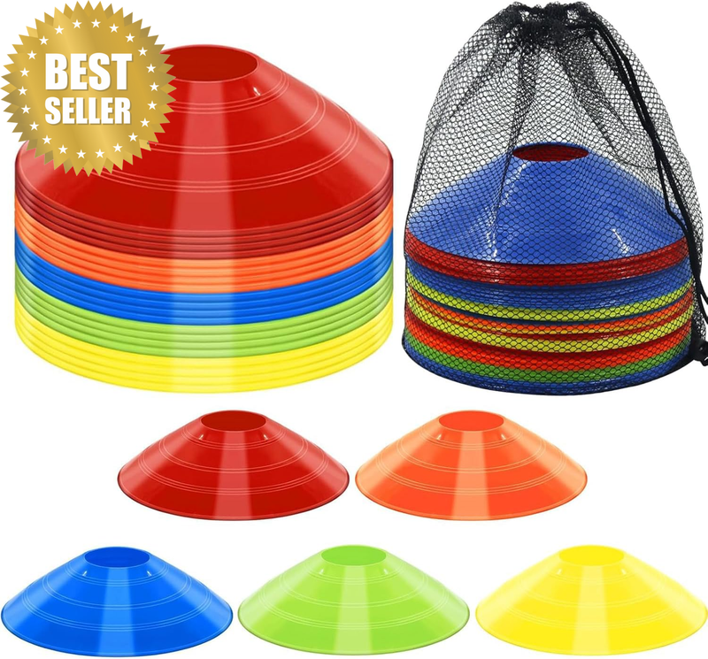 20 Pcs Agility Field Cones, Soccer Markers Disc with Net Bag, Pro Disc Cones for