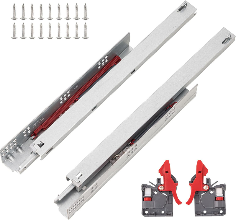 6 Pairs 18 Inch Soft Close Bottom Mount Drawer Slides, 75 Lb