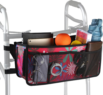 Walker Basket Foldable Walker Storage Bag with Two Split Boards and Six Non-Slip