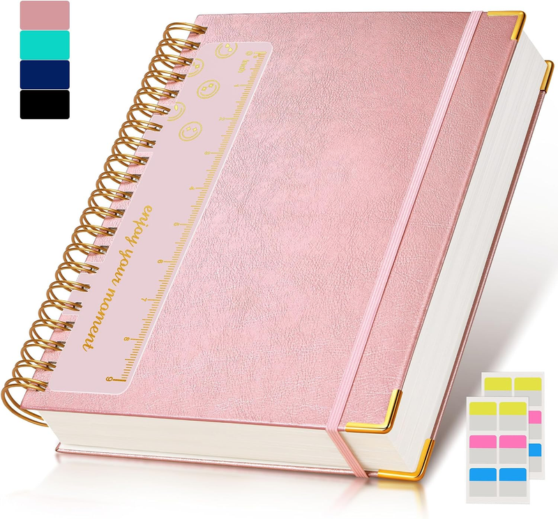 Spiral Notebook Journal 8.5” X 11”, 300 Pages Hardcover Leather Lined Journals f