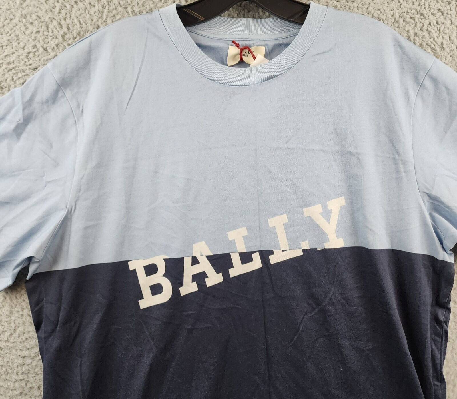 Bally Colorblocked Logo Tee Men's M Poolside/Midnight Crew Neck Short Sleeve - Picture 4 of 12