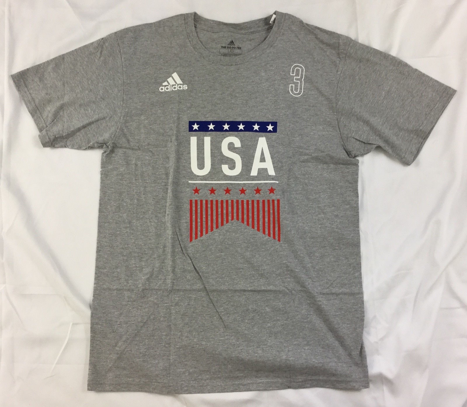 Adidas Men's The Go-To Tee 4th of July USA Shirt Gray Blue