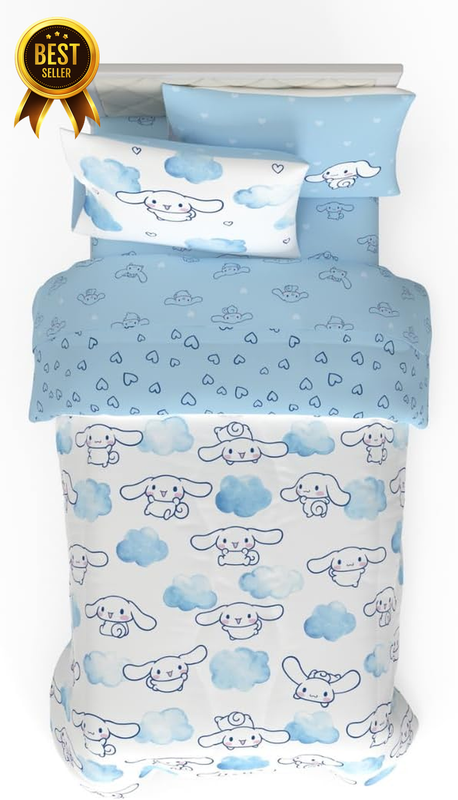 5-Piece Twin Sanrio Cinnamoroll Reversible Comforter and Sheet Set