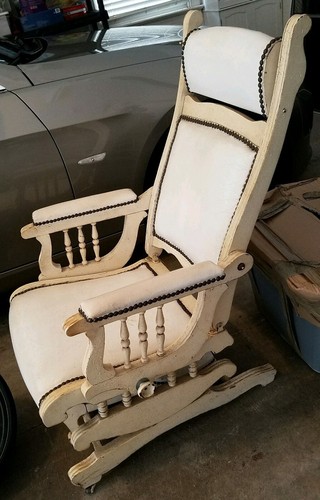 18th Century Antique Spring Rocking Chair Headrest and Footrest