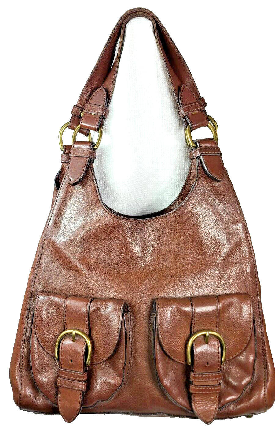 Banana Republic Shoulder Saddle Bag Purse Brown Leather Large 14