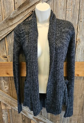 Element Cardigan Sweater Womens XS Open Front Pockets Shawl Neck Grey Warm ^^