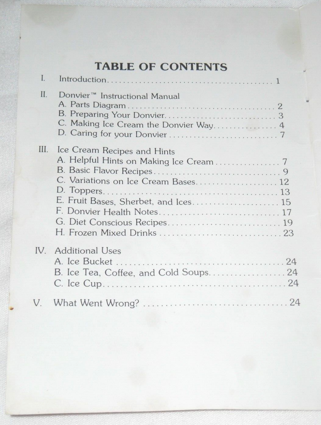 "Ice Cream the Donvier Way" Instruction Recipe Book