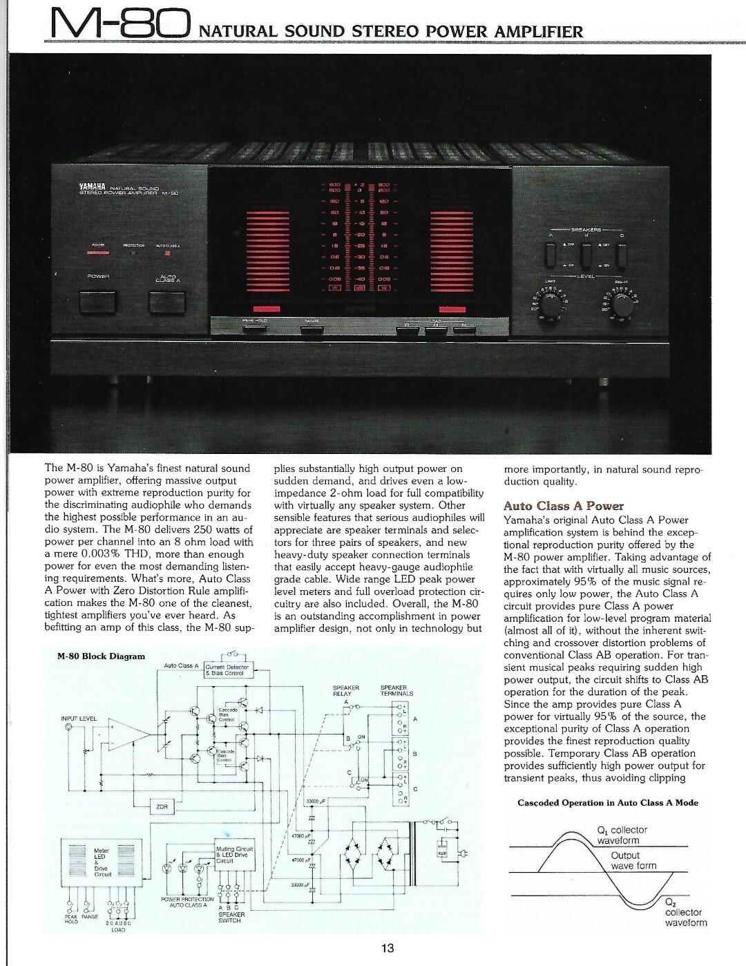 Yamaha M-80 Natural Sound Stereo Power Amplifier - VINTAGE