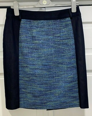  Etcetera Denim Type Pencil Skirt with Tweed Detail Size 8   NWOT