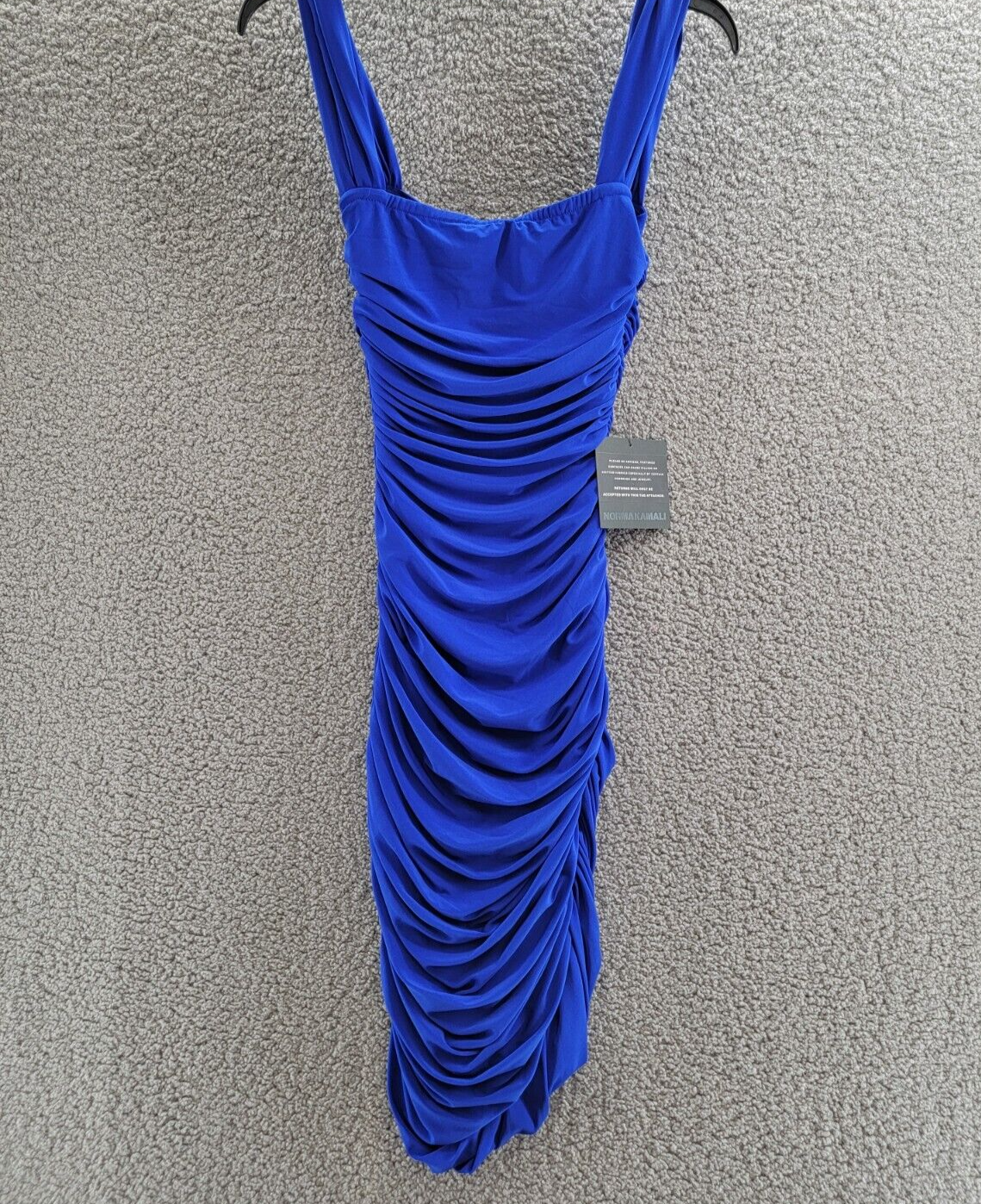Norma Kamali Walter Ruched Dress Women's XS/34 Electric Blue Sweetheart Neck - Picture 9 of 15
