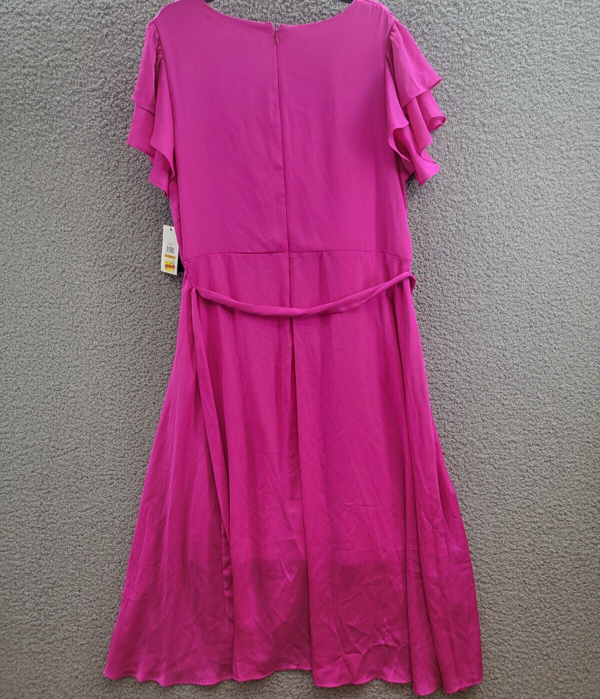 DKNY Plus Size Satin Ruffle-Sleeve High-Low Wrap Dress Women's 16W Power Pink - Picture 10 of 16