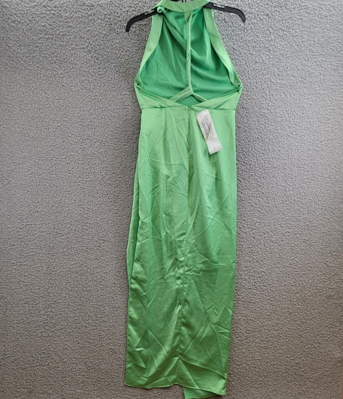 BCBGMAXAZRIA Back Twist Halter Cowl Neck Gown Women's 4 Green Back Zip Closure - Picture 9 of 15