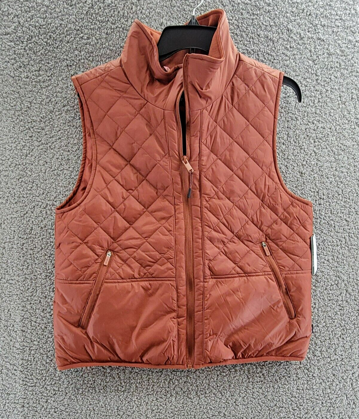 Bass Outdoor Quilted Zip-Front Sleeveless Vest Women's M Burnt Henna High Collar - Picture 2 of 16