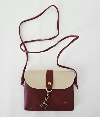Crossbody Bag Handbag Small PU Bag Detachable Strap Red And Cream