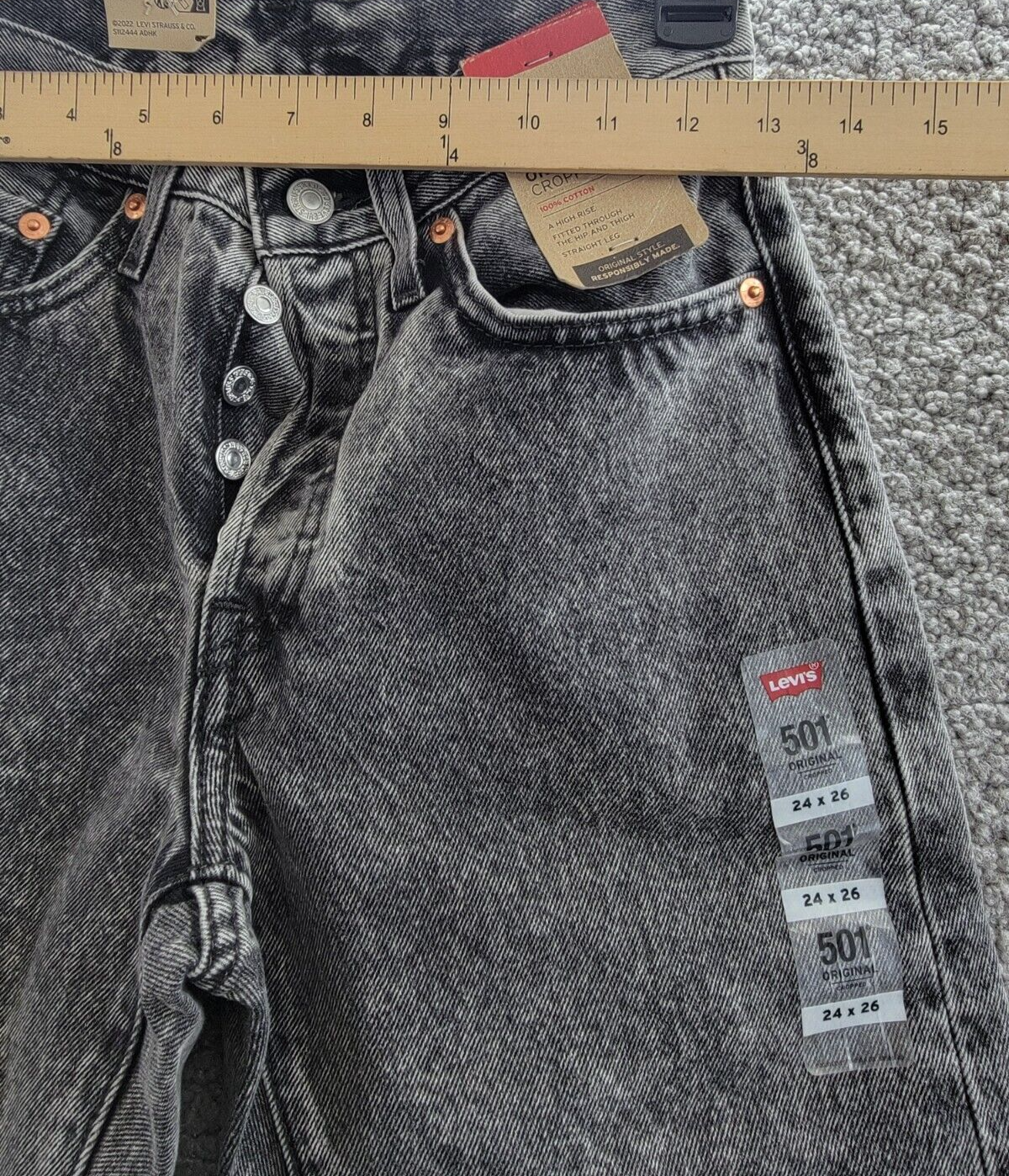Levi's 501® Cropped Straight-Leg High Rise Jeans Women's 24 x 26 Sophisticated - Picture 5 of 16