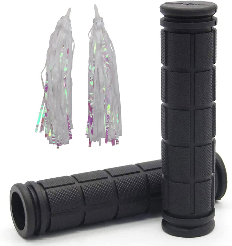 Bike Handlebar Grips with Tassel Streamers, Non-Slip Soft Ru