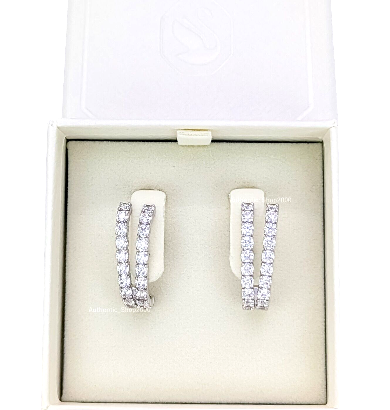 100% Authentic SWAROVSKI Rhodium White Crystal Matrix Ear