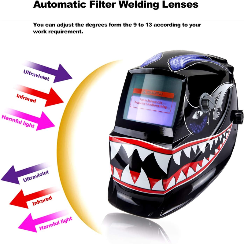 Welding Helmet Solar Power Auto Darkening Wide Viewing Field Professional Hood f