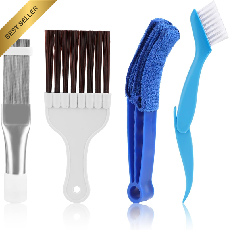 4Pcs Air Condition Cleaning Tools, Reliable Metal AC Fin Comb Brush Blue Folding