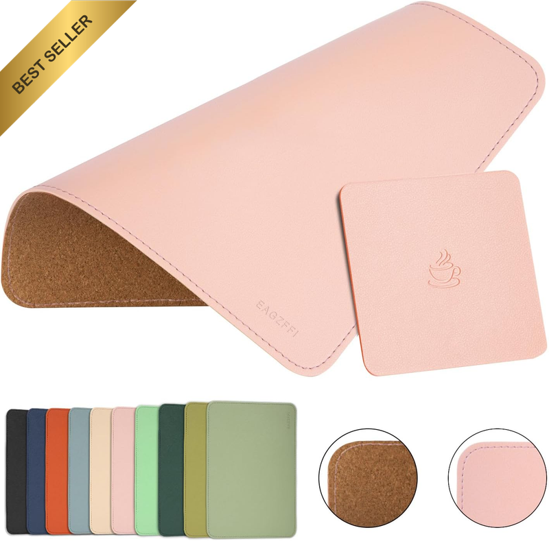 Double-Sided Leather Wood Mouse Pad 8x11