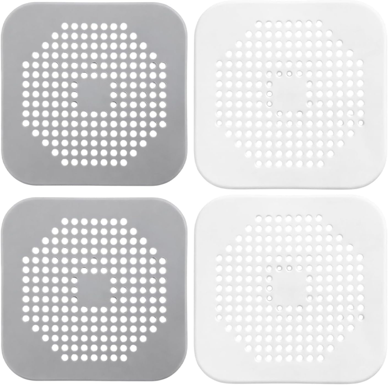 Shower Drain Hair Catcher, Four Drain Hair Catchers with Suction Cups for Bathro