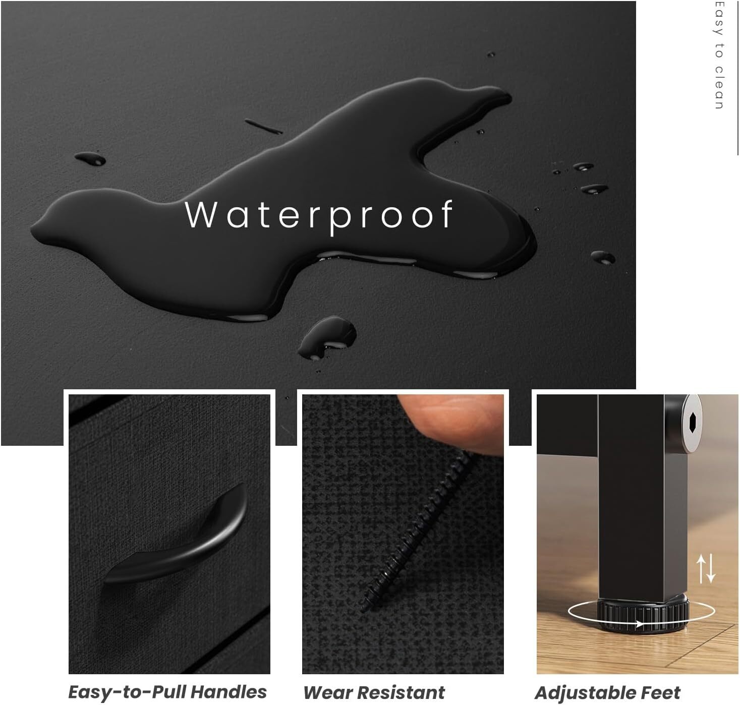 Nightstand End Table Side Table with 2 Fabric Drawers Bedside Table for Bedroom