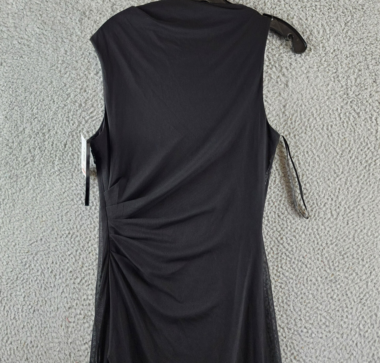 Donna Morgan Asymmetric Neck Side Pleat Maxi Dress Women's 8 Black Side Zipped - Picture 18 of 18