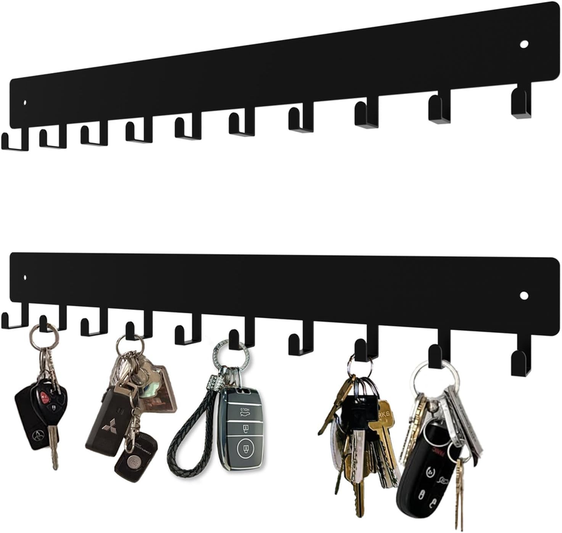 14Inch Wall Key Holder with 10 Hooks(2 Sets), Metal Key Rack Wall Mount for Keys