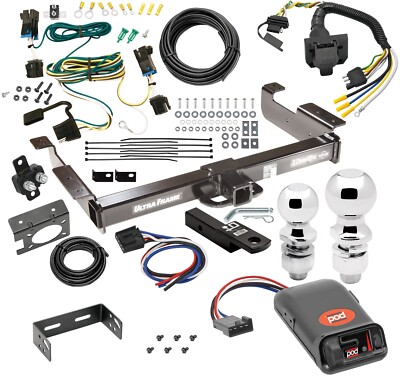 10K Trailer Hitch + POD Brake Control For 03-23 Express Savana w/ Drawbar Wiring