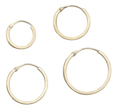 9 ct/Karat Gelb Gold Damen - Schlafer / Sleeper Ohrringe - 8, 11, 12, 15mm
