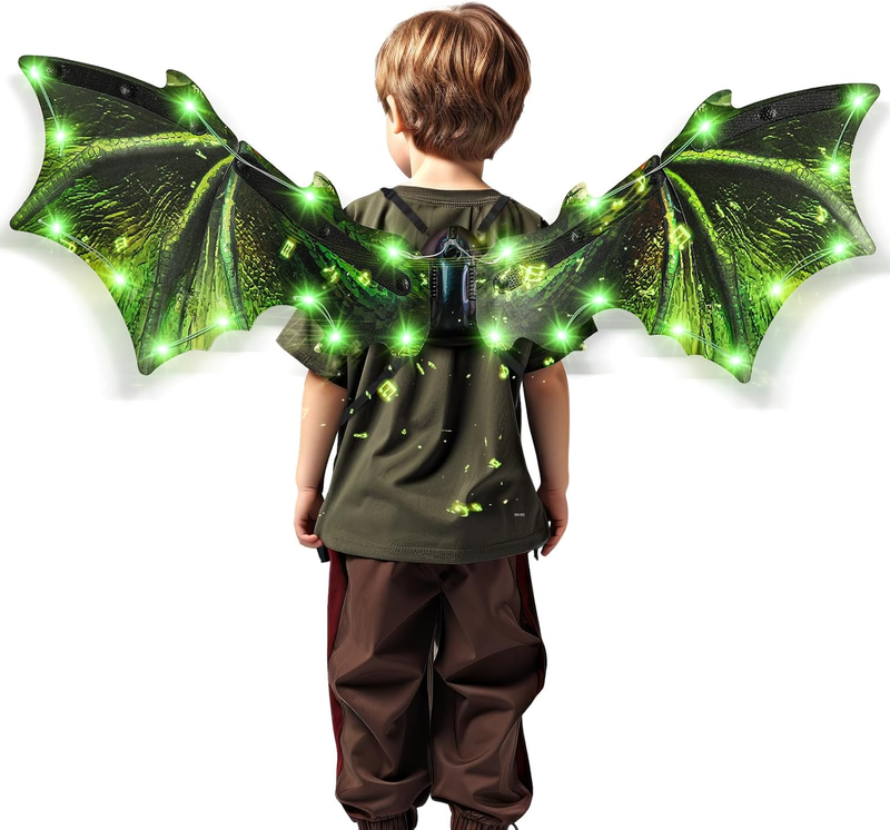 Kids Dinosaur Costume Wings w/LED Lights & Music, Dragon Dress...