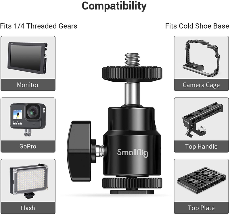 LCD Monitor Shoe Adapter 1/4" Camera Hot Shoe Mount w/Additional 1/4" Screw for