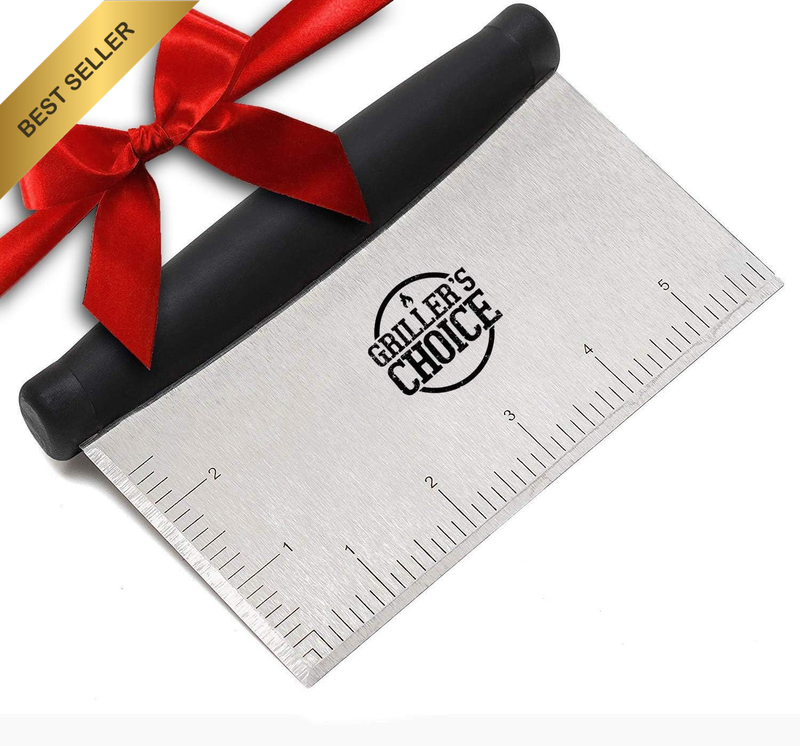 Commercial Stainless Steel Bench Scraper, Ergonomic Grips, Scraper Tool, Kitchen