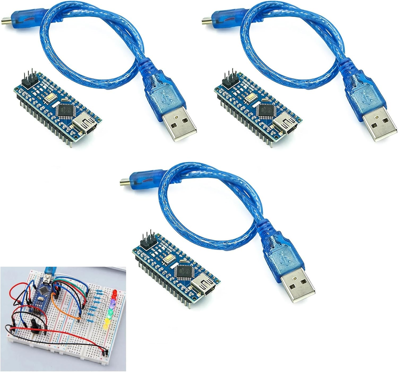 3Pack Presoldered Nano V3 Development Boards with CH340 and Atmega328P. Arduino