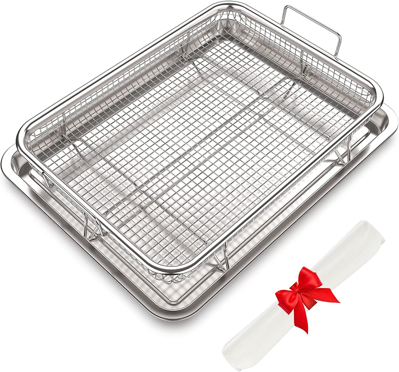 Air Fryer Basket for Oven,Stainless Steel Crisper Tray and Pan, Deluxe Air Fry