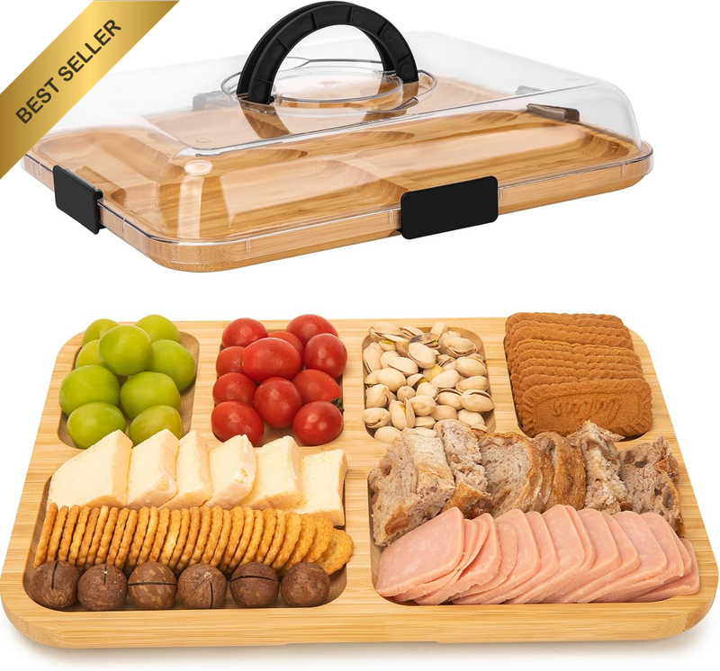 Cheese Board Birthday Gifts for Women | Charcuterie Board with Lid and Handle, B