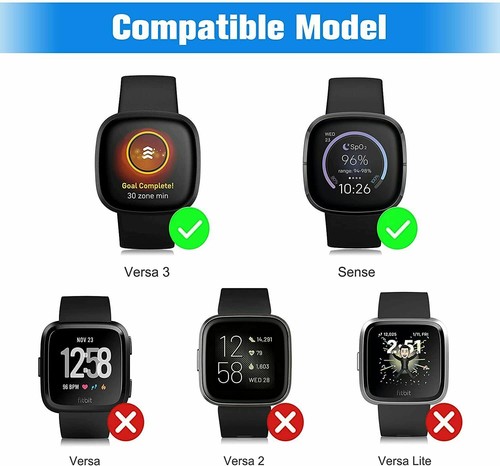 8 Pack Screen Protector Case for Fitbit Sense/Versa 3 Soft TPU Full Bumper Cover