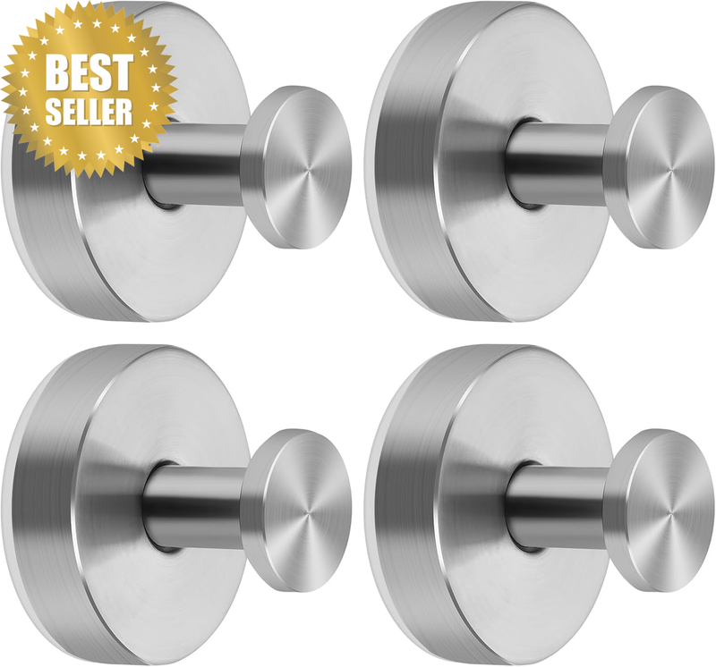 Suction Cup Hooks, 4 Pcs, No Drill Reusable Wall Hooks for Bathroom, Kitchen, Li