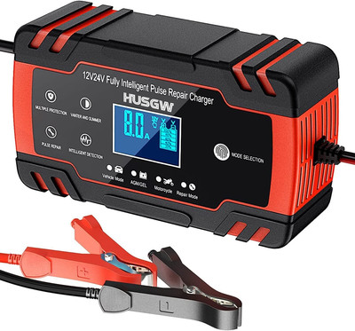 Smart Portable Battery Charger - 12V/8A 24V/4A - LED Repair Function - Protected